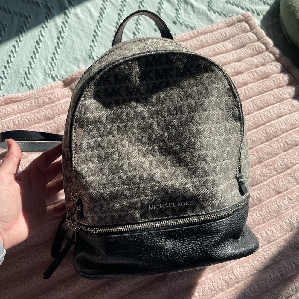 Michael Kors Gray and Black Backpack